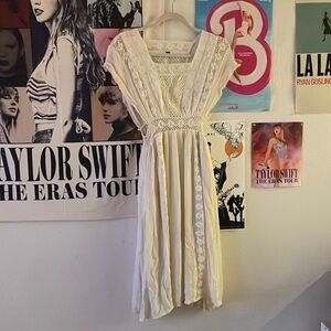 Free People White Embroidered Tea Dress